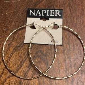 3/$30 Napier Large Gold Hoop Earrings